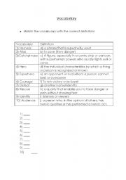 English worksheet: Superheros worksheet