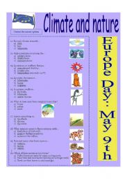 English Worksheet: May 9th: Europe Day - Climate and nature