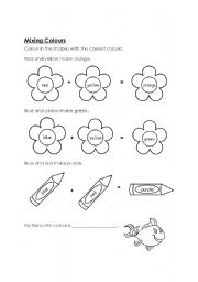 English worksheets Mixing Colours