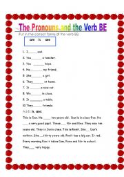 English Worksheet: verb to be