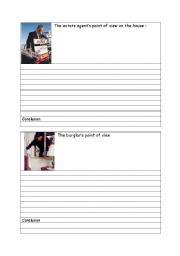 English worksheet: Your house from two perspectives: the burglars and the estate agents.