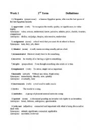 English Worksheet: Spelling and Vocabulary