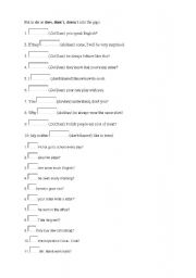 English Worksheet: present simple -  do does