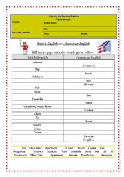 English Worksheet: British and American English