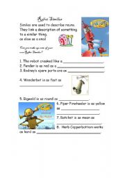 English Worksheet: Robot Similes