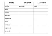 English worksheet: Vocabulary Expansion