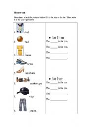 English Worksheet: homework worksheet