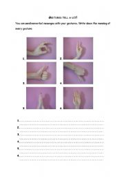 English worksheet: Gestures tell a lot