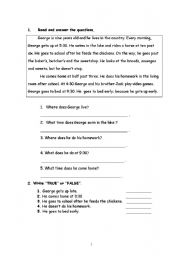 English worksheet: present simple time