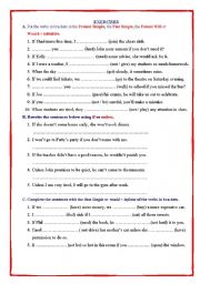 English Worksheet: conditionals type 1and type 2