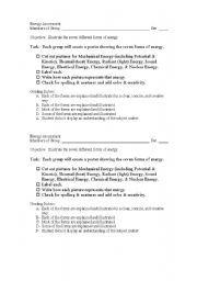 English Worksheet: Energy Assessment