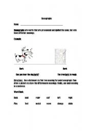 English worksheet: Homographs