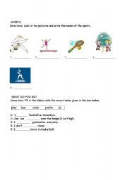 English worksheet: sports