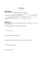 English worksheet: Test on The Odyssey