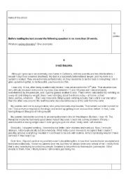 English worksheet: Exam