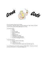 English Worksheet: Greek Gods Project