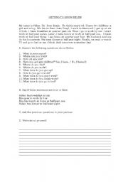 English worksheet: Getting to know Helen