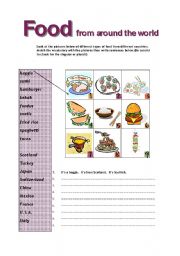 English Worksheet: Food from around the world