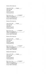 English Worksheet: Classroom sentences