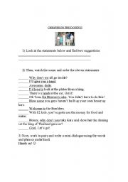 English Worksheet: Movie: Cheaper by the dozen 2 (suggestions and vocabulary)