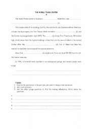 English Worksheet: World Trade Center pairwork