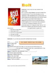 English Worksheet: Bolt - movie exercises