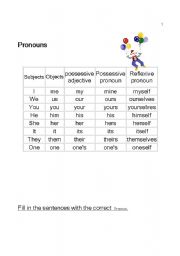 English worksheet: Pronouns