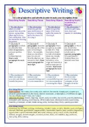 English Worksheet: Writing Descriptive Essays