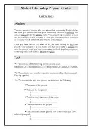 English Worksheet: Student Citizenship Proposal 