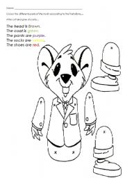 English Worksheet: colour the mouse