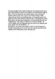 English Worksheet: discribe my house 
