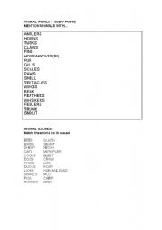 English worksheet: VOCABULARY : ANIMALS