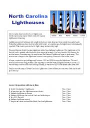 Lighthouses in North Carolina - ESL worksheet by arlissa