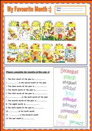 English Worksheet: MY FAVOURITE MONTH .........               ; )