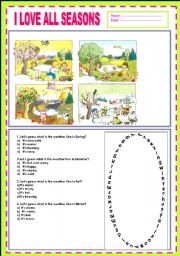 English Worksheet: I LOVE ALL SEASONS-WEATHER :)