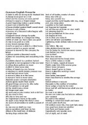 English Worksheet: Common English Proverbs