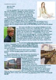 English Worksheet: Rachel�s Diary - a holiday in Baltimore
