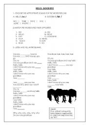 English Worksheet: Hello Good Bye