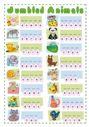 English Worksheet: JUMBLED ANIMALS