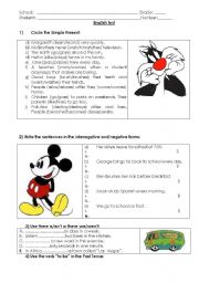 English Worksheet: Simple Present,  affirmative, negative and interrogative forms