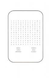 English Worksheet: days of the week find word