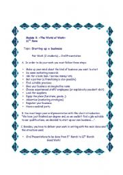 English Worksheet: Start up a business