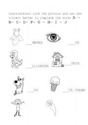 English worksheet: THE CORRECT LETTER