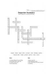 English worksheet: emigration vocabulary