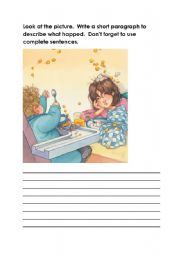 English Worksheet: Look at the picture - paragraph writing