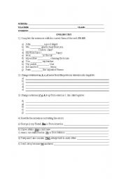 English worksheet: Verb to be