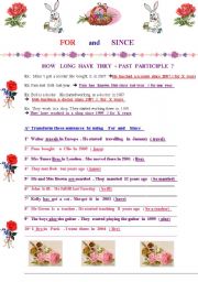 English Worksheet: Esay worksheet about the use of FOR  and SINCE 