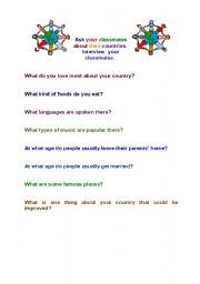 English worksheet: Tell me about your country.