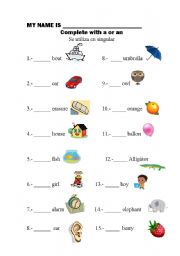 English Worksheet: Articles
