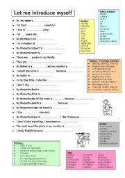 English Worksheet: Let me introduce myself - Getting to know you - Speaking prompts with vocabulary bank